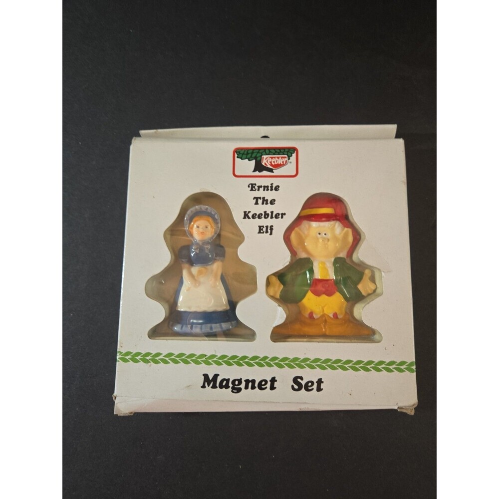 Vintage 1989 Keebler Elf Ernie Refrigerator Magnets Set of 2 Original Box